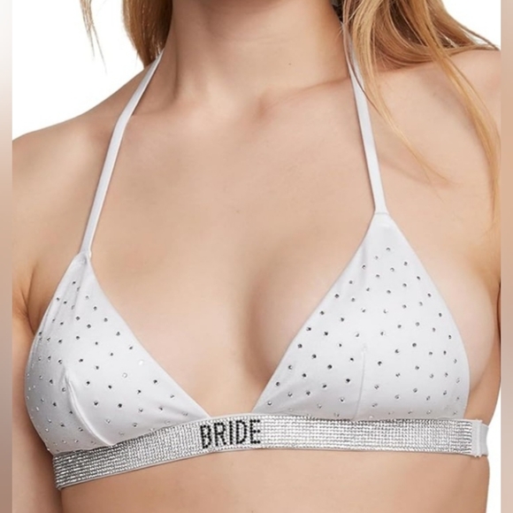 Victoria's Secret Other - L XL VS Bride Shine Strap Triangle Bikini Top White Bride Wedding